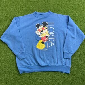 Vintage Mickey Mouse Florida Sweatshirt Velva Sheen USA Made Disney Mens M